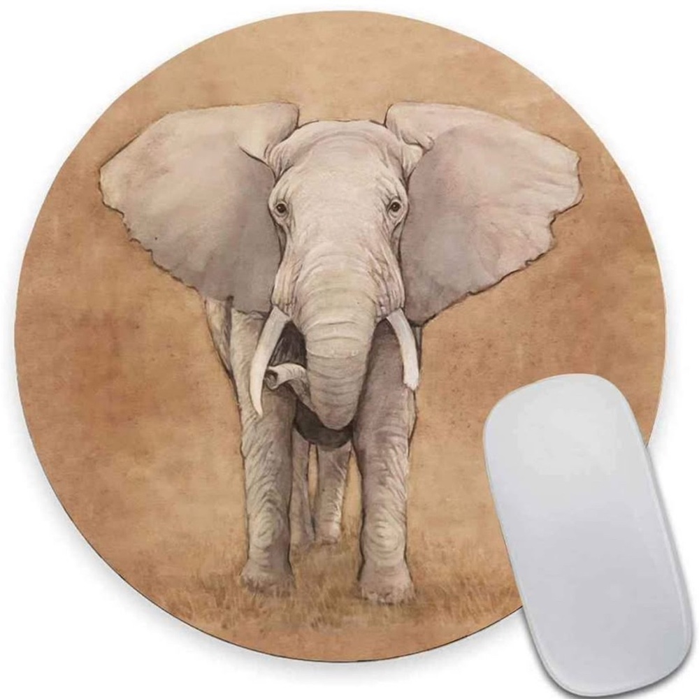 Elephant Print Round Mouse Pad